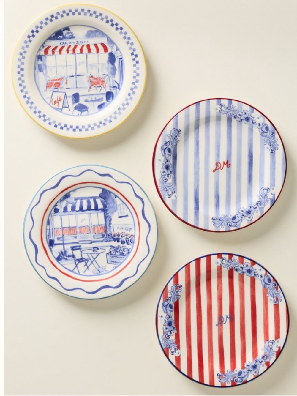 Anthropologie x Damson Madder Italian Stoneware Dessert Plates (4) NWT - Picture 4 of 13